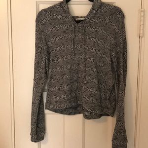 Black and White Patterned Hooded Sweater